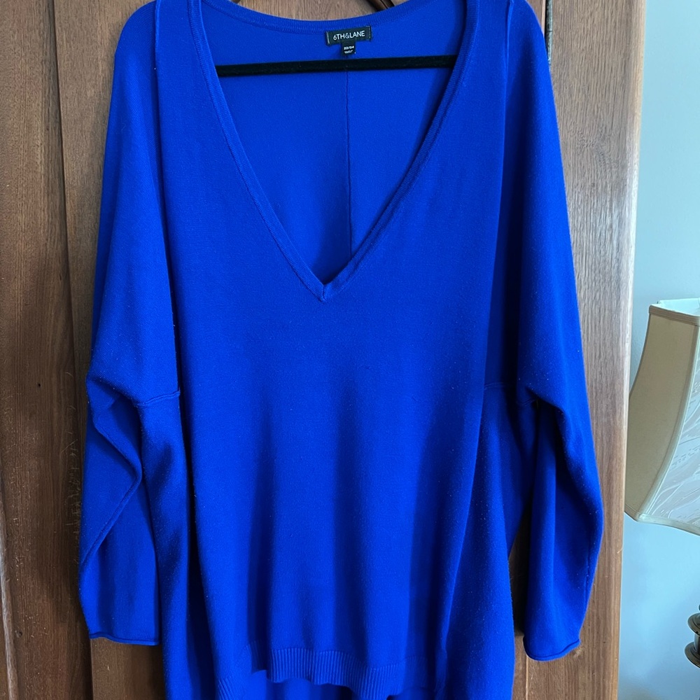6th & Lane Women's V-Neck Sweater - Blue